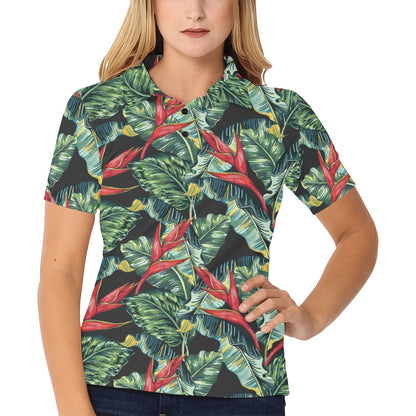 Bird Of Paradise Pattern Print Design BOP06 Women's Polo Shirt