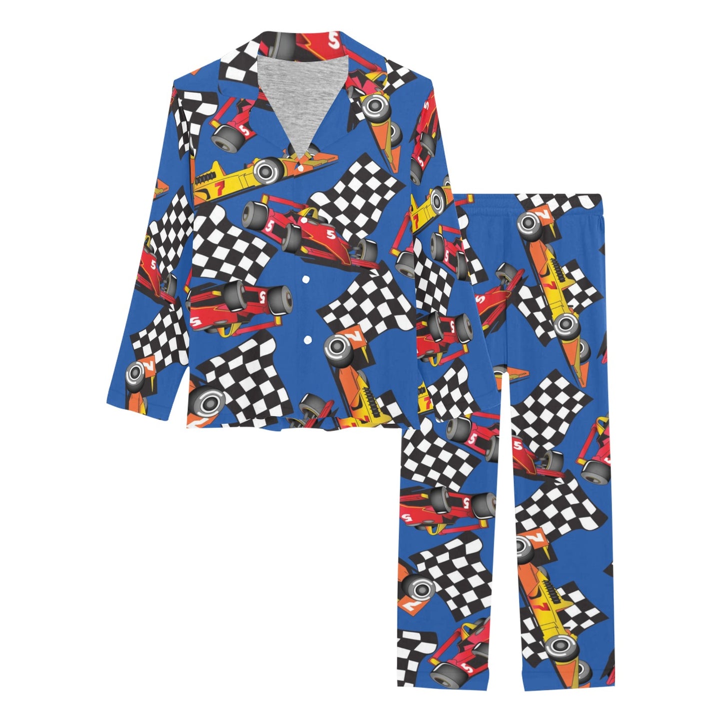 Racing Pattern Print Design A01 Women's Long Pajama Set
