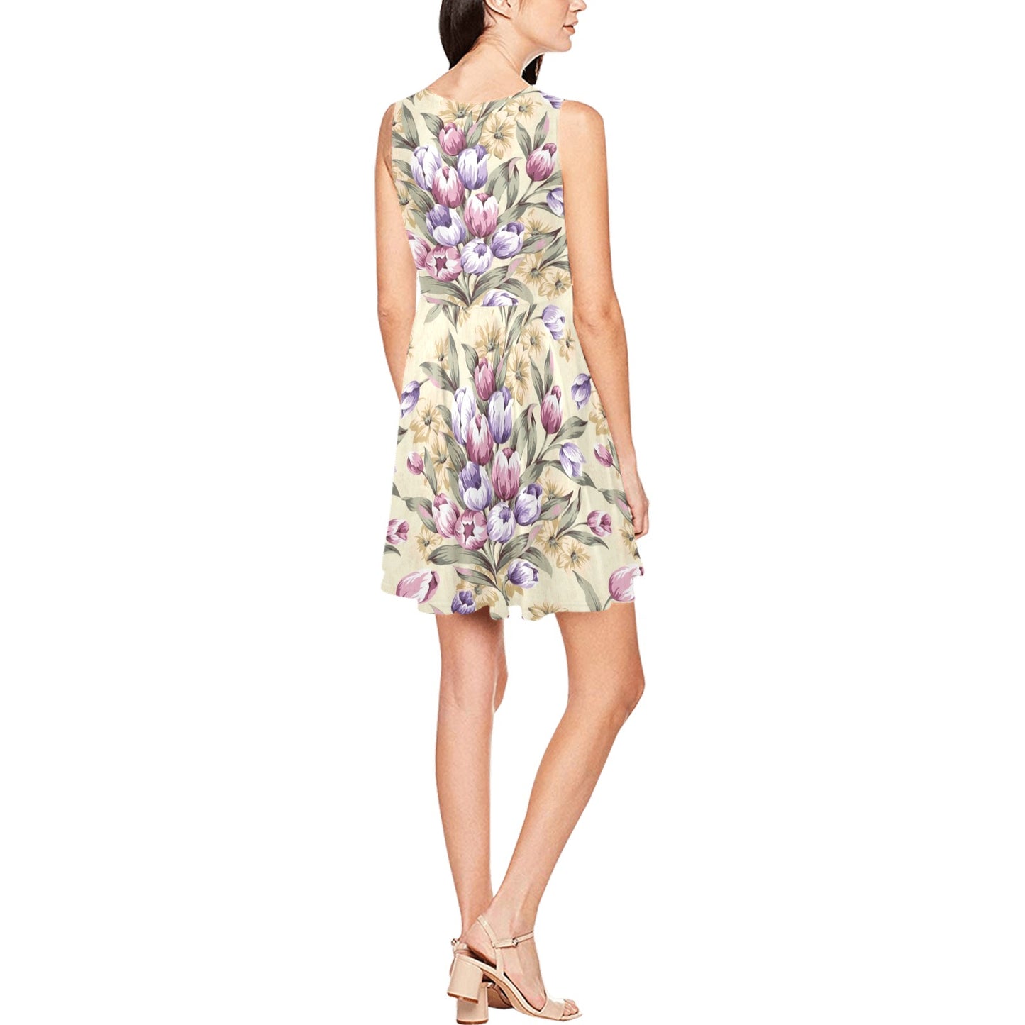 Tulip Pattern Print Design TP04 Sleeveless Dress