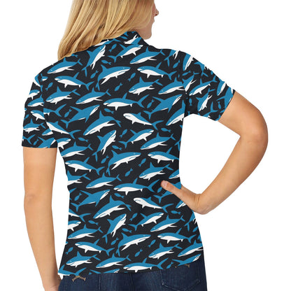 Shark Print Design LKS303 Women's Polo Shirt