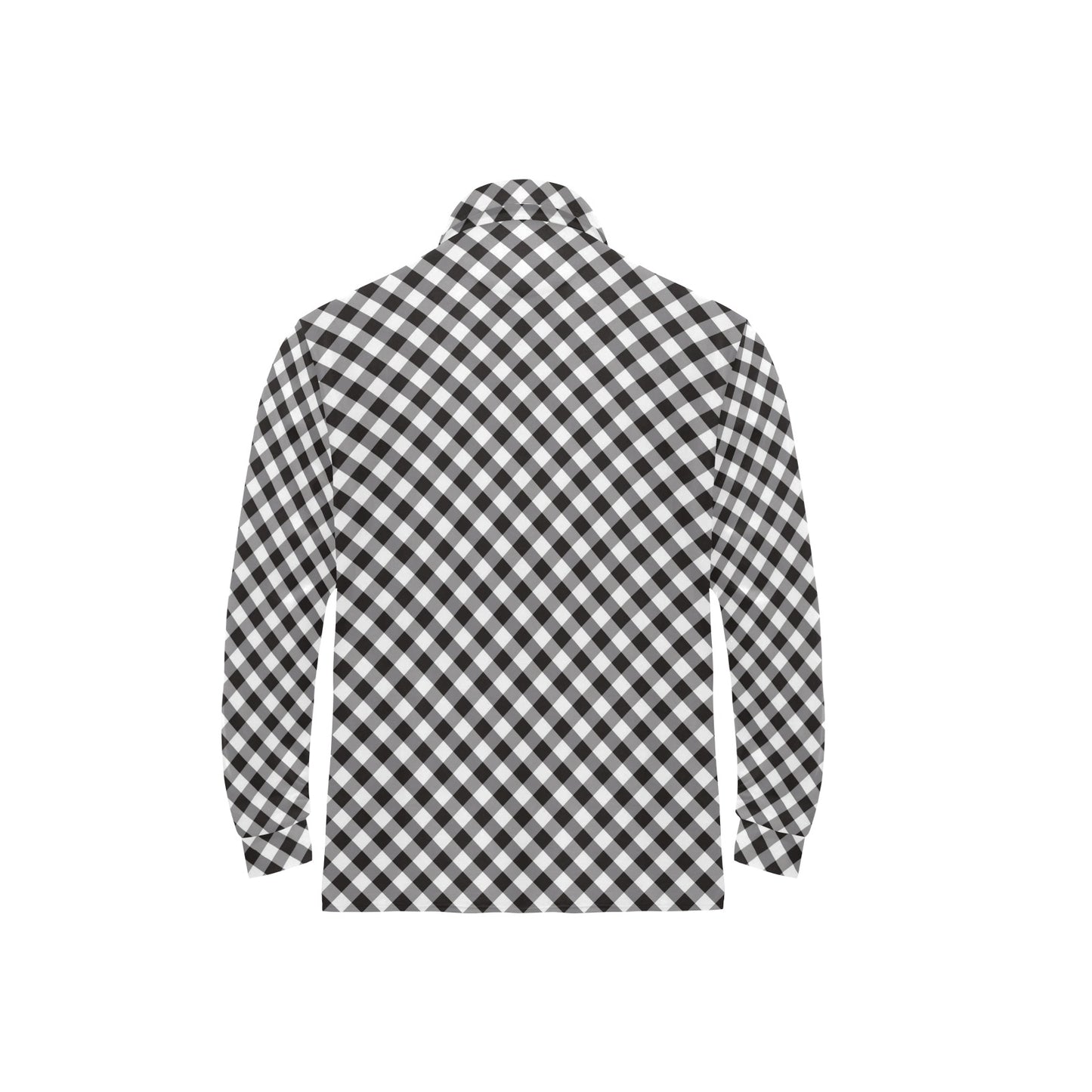 Gingham Print Design LKS402 Long Sleeve Polo Shirt For Men's