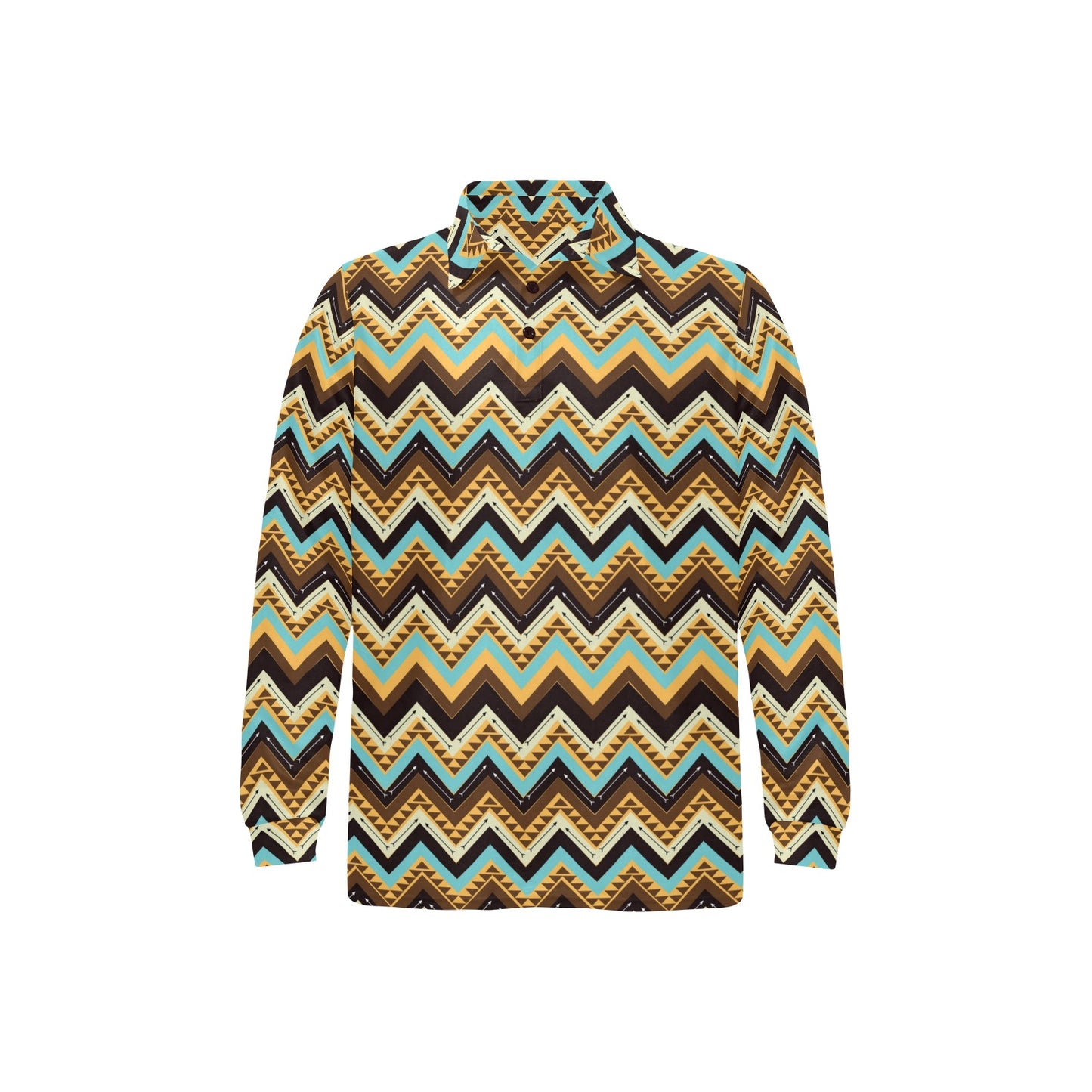 Southwest Pattern Print Design LKS301 Long Sleeve Polo Shirt For Men's
