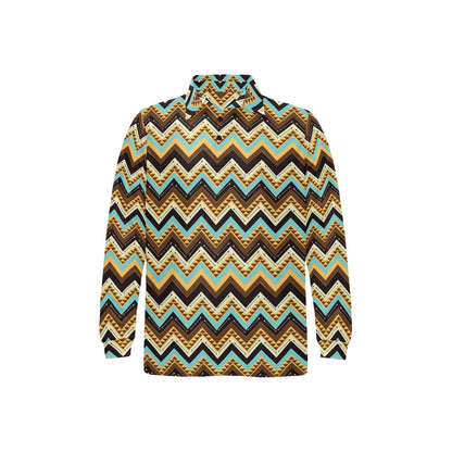 Southwest Pattern Print Design LKS301 Long Sleeve Polo Shirt For Men's