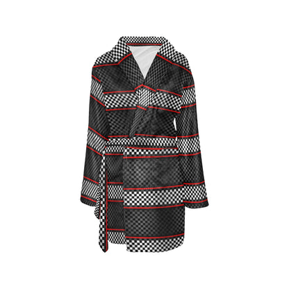 Checkered Flag Red Line Style Women's Fleece Robe