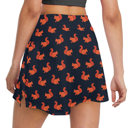 Squirrel Print Design LKS306 17" Golf & Pickleball Skort with Pockets