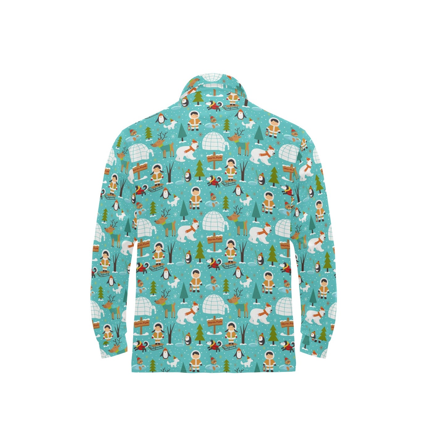 Eskimo Pattern Print Design 01 Long Sleeve Polo Shirt For Men's