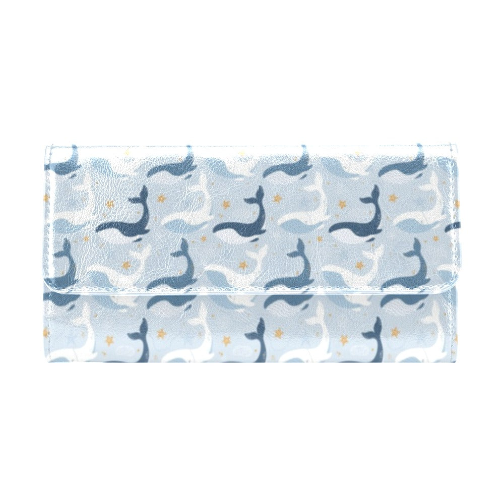 Whale Print Design LKS305 Women's Trifold Wallet