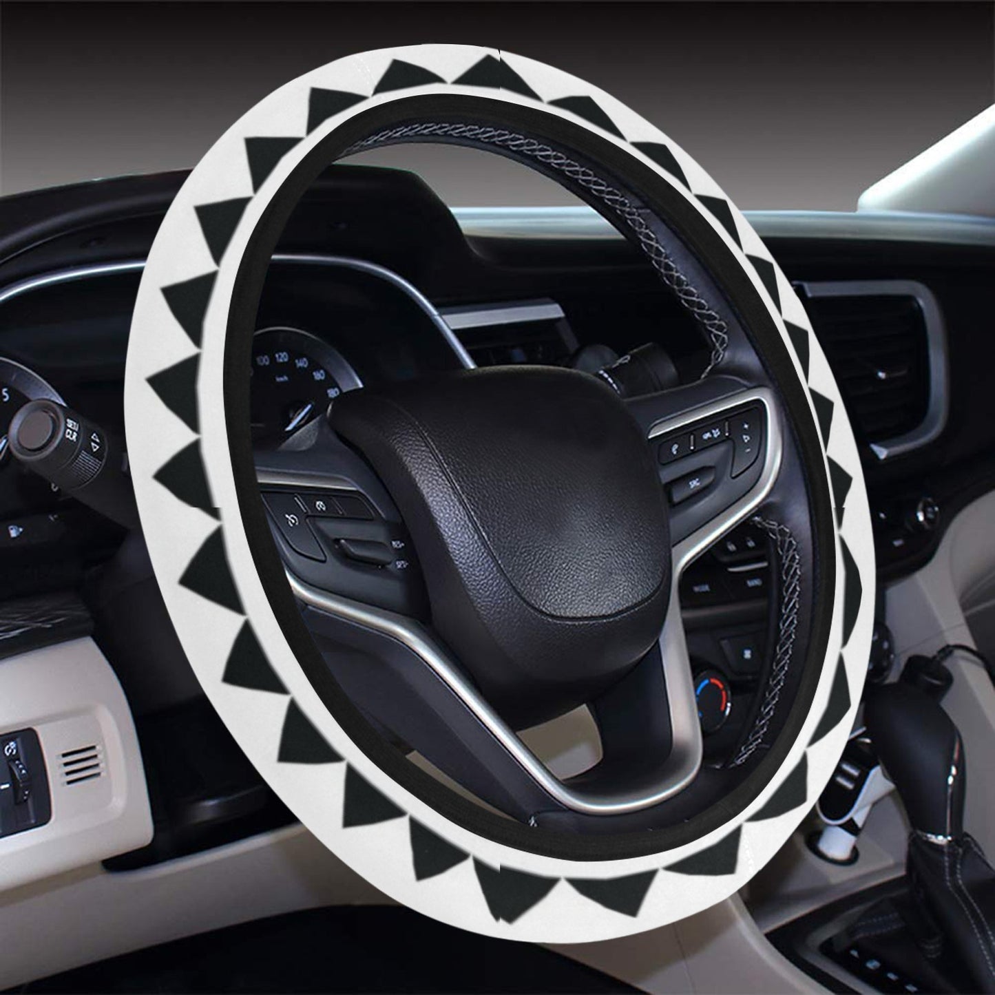 Samoan Pattern Print Design LKS303 Steering Wheel Cover with Elastic Edge