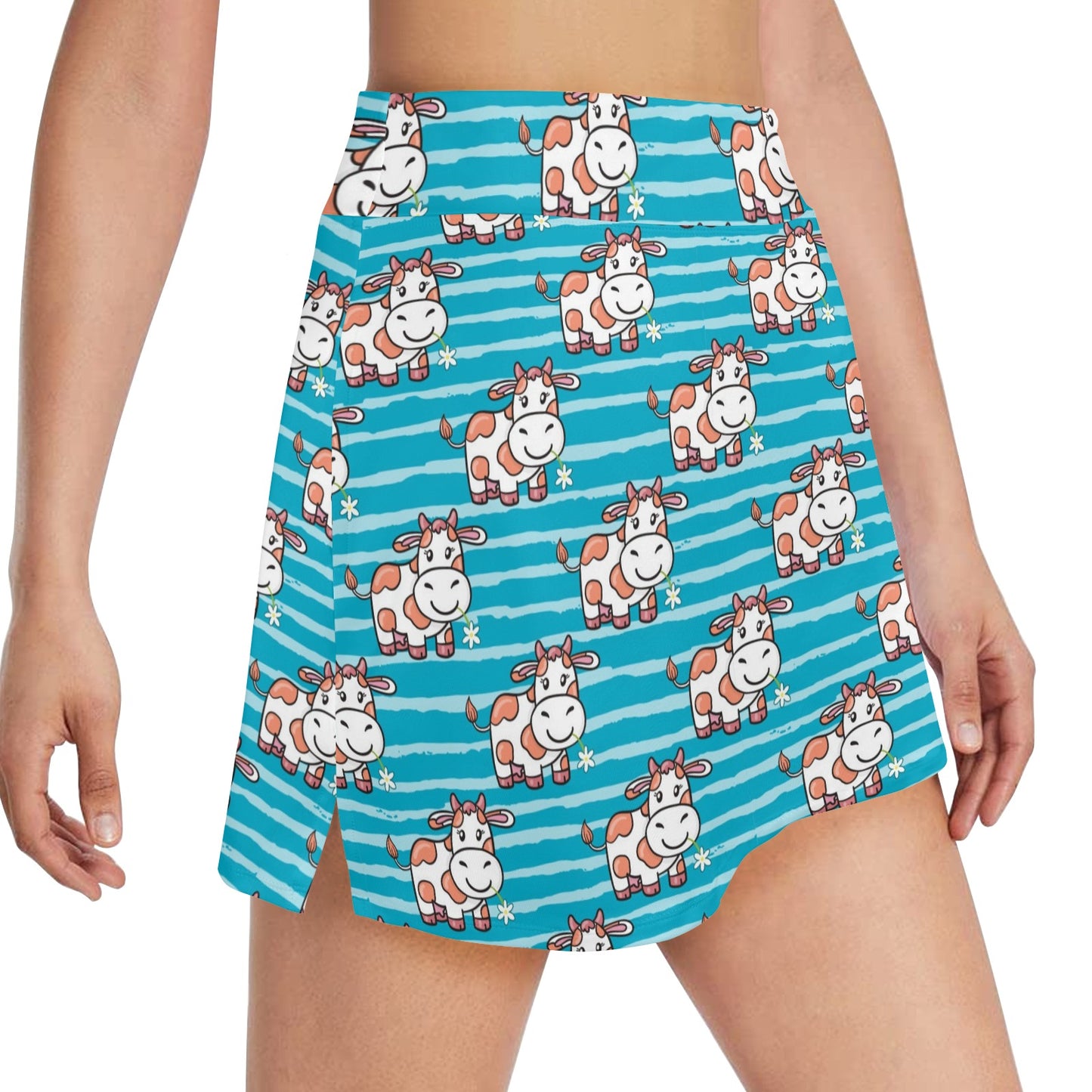 Cow Cute Print Pattern 17" Golf & Pickleball Skort with Pockets