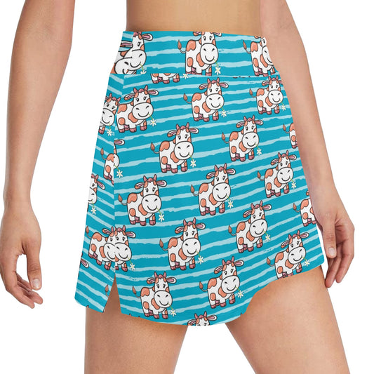 Cow Cute Print Pattern 17" Golf & Pickleball Skort with Pockets