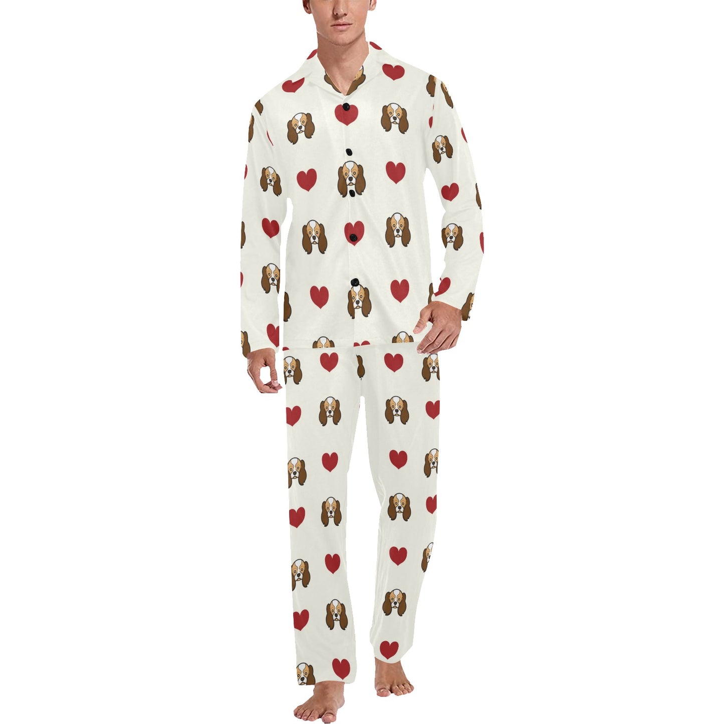 Cavalier King Charles Spaniels Pattern Print Design 01 Men's Long Pajama Set