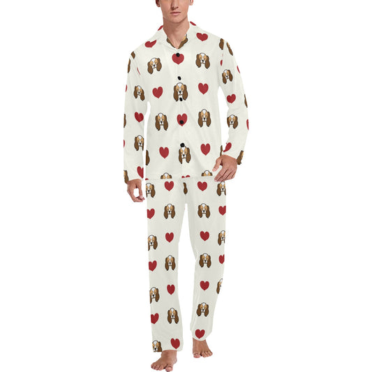 Cavalier King Charles Spaniels Pattern Print Design 01 Men's Long Pajama Set