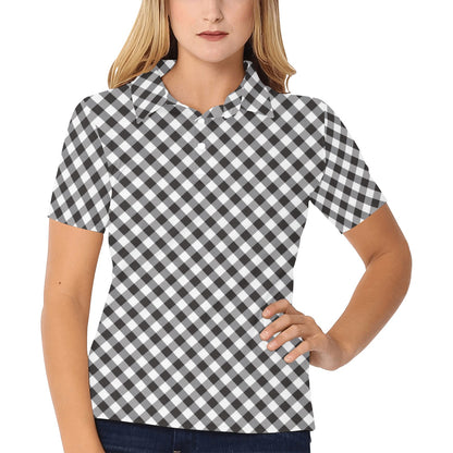 Gingham Print Design LKS402 Women's Polo Shirt