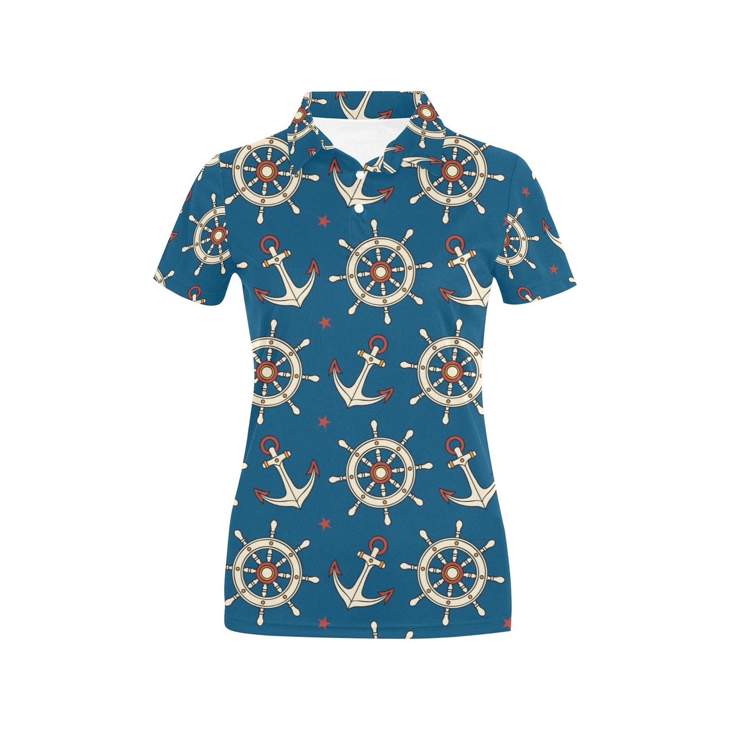 Anchor Pattern Print Design 02 Women's Polo Shirt