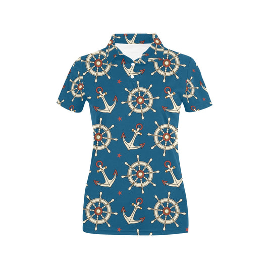 Anchor Pattern Print Design 02 Women's Polo Shirt