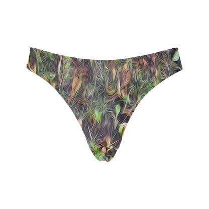 Camouflage Realistic Tree Print Women's Thongs