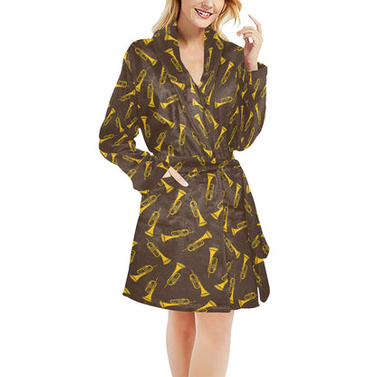 Trumpet Pattern Design Print Women's Fleece Robe