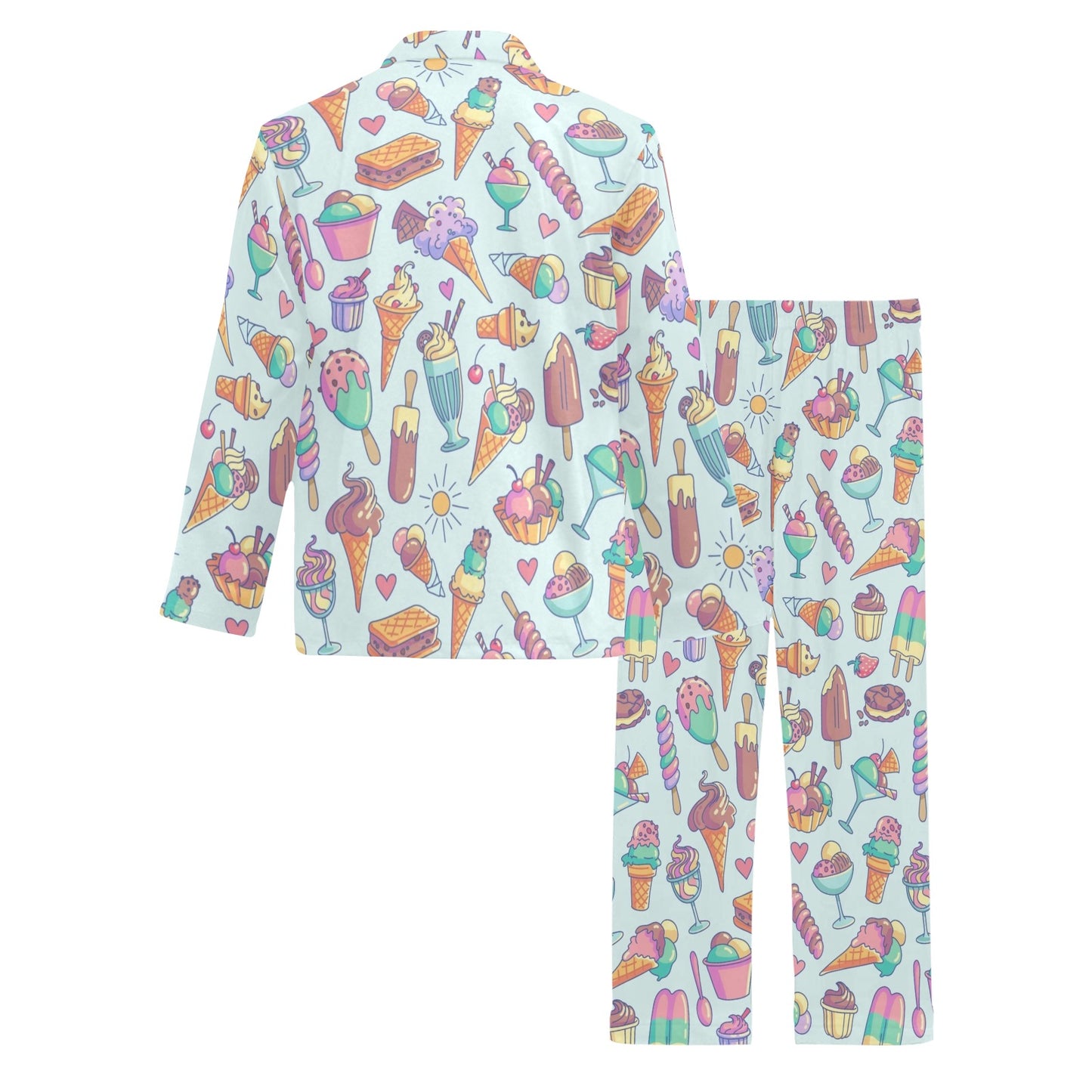 Ice Cream Pattern Print Design IC02 Men's Long Pajama Set