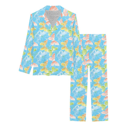 Butterfly Pattern Print Design 05 Women's Long Pajama Set