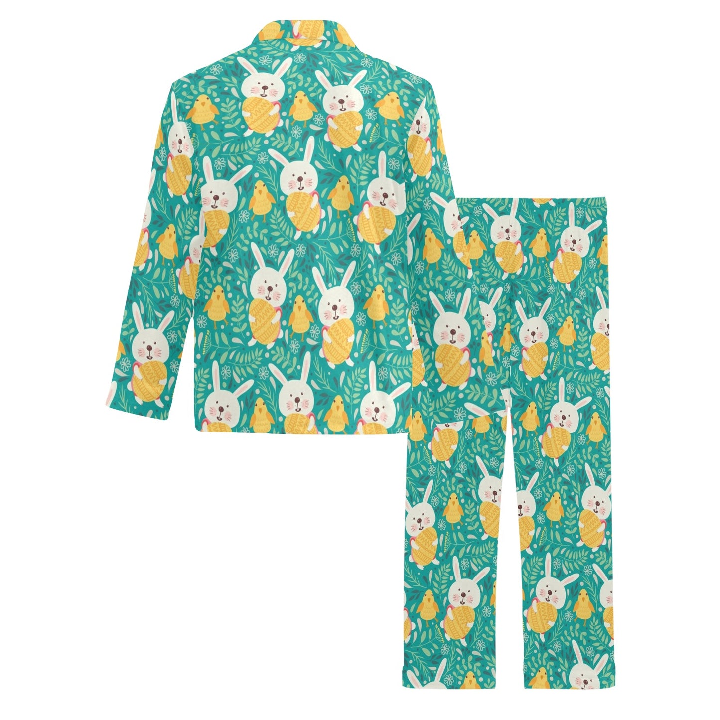 Easter Eggs Pattern Print Design RB02 Men's Long Pajama Set