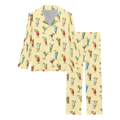Cocktail Pattern Print Design 02 Women's Long Pajama Set