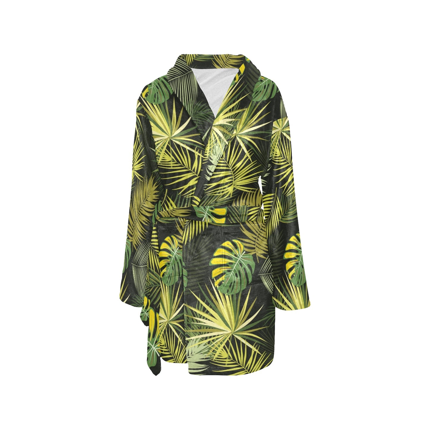 Palm Leaf Pattern Print Design A05 Women's Fleece Robe
