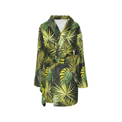 Palm Leaf Pattern Print Design A05 Women's Fleece Robe