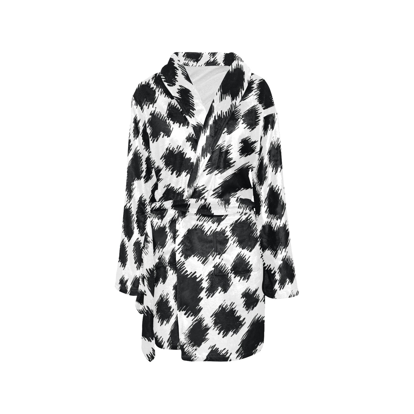 Cheetah Black Print Pattern Women's Fleece Robe
