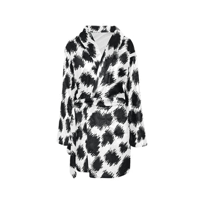 Cheetah Black Print Pattern Women's Fleece Robe