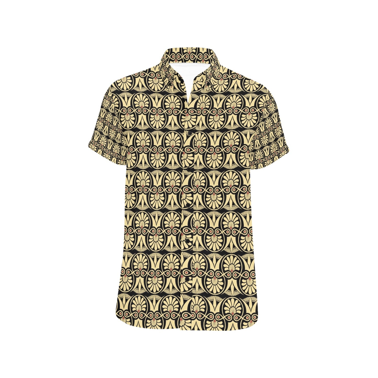 Ancient Greek Print Design LKS3014 Men Short Sleeve Button Up Shirt