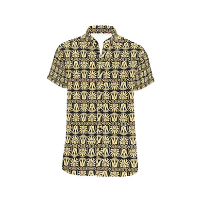 Ancient Greek Print Design LKS3014 Men Short Sleeve Button Up Shirt