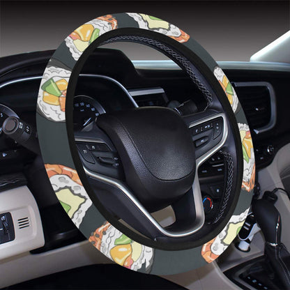 Sushi Print Design LKS306 Steering Wheel Cover with Elastic Edge
