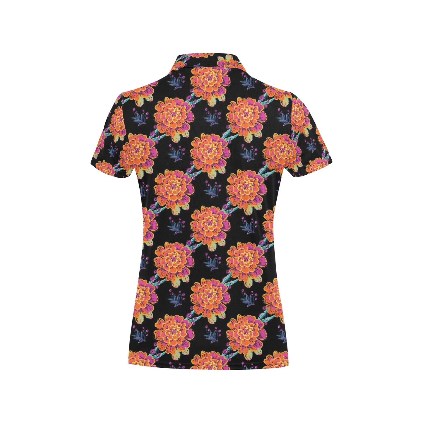 Marigold Pattern Print Design MR04 Women's Polo Shirt