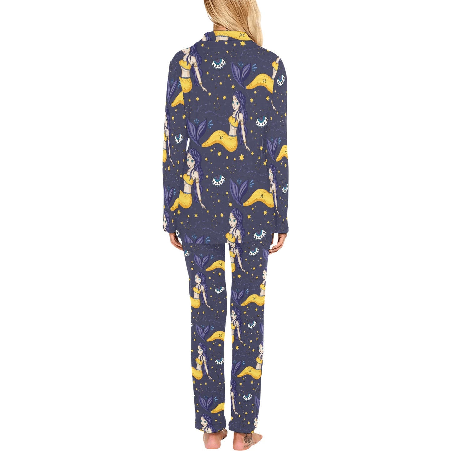 Pisces Pattern Print Design A04 Women's Long Pajama Set