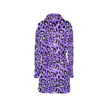 Leopard Purple Skin Print Women's Fleece Robe