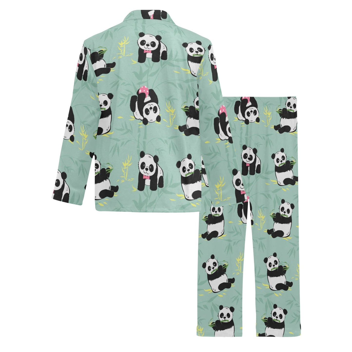 Panda Pattern Print Design A05 Men's Long Pajama Set
