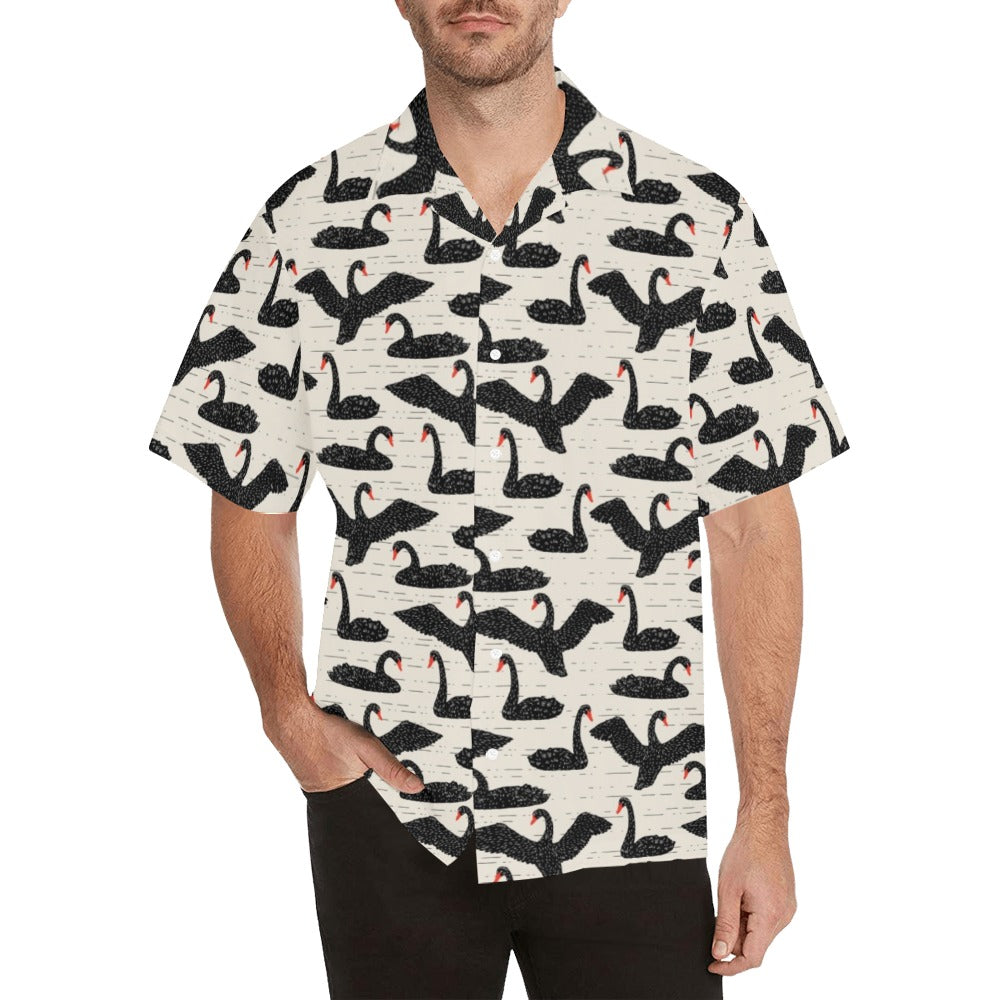 Swan Print Design LKS402 Men's Men's Hawaiian Shirt