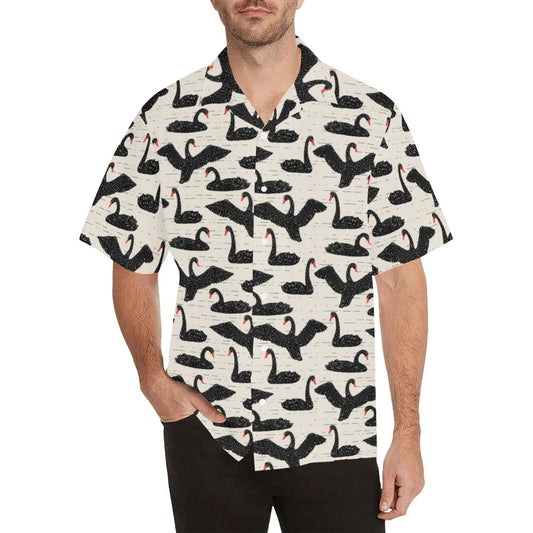 Swan Print Design LKS402 Men's Men's Hawaiian Shirt