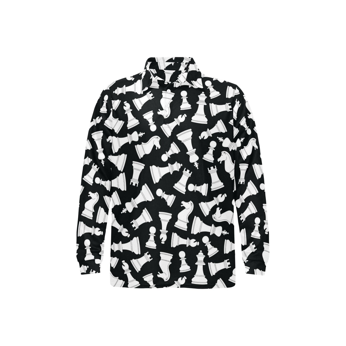 Chess Pattern Print Design 01 Long Sleeve Polo Shirt For Men's