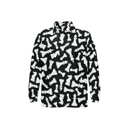 Chess Pattern Print Design 01 Long Sleeve Polo Shirt For Men's