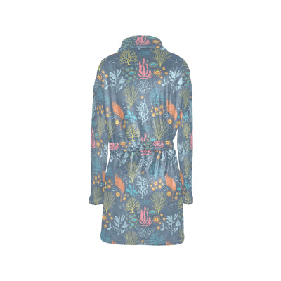 Seaweed Print Design LKS304 Women's Fleece Robe