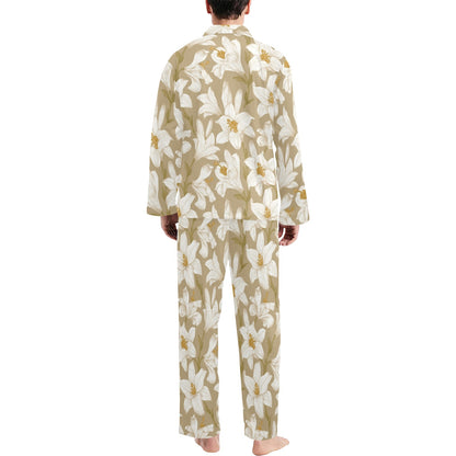 Lily Pattern Print Design LY07 Men's Long Pajama Set