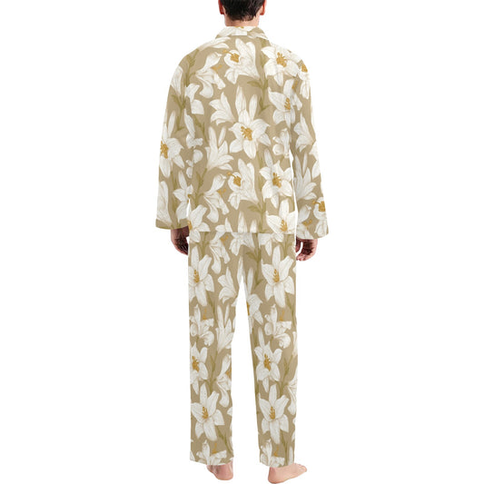 Lily Pattern Print Design LY07 Men's Long Pajama Set