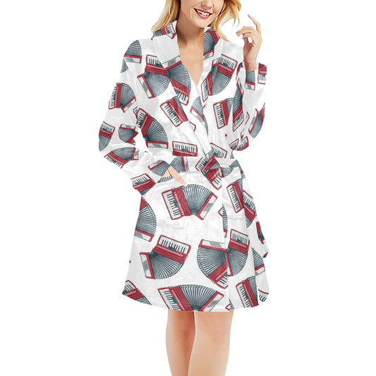 Accordion Pattern Print Design 03 Women's Fleece Robe