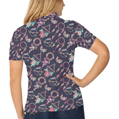 Boho Dream Catcher Colorful Women's Polo Shirt