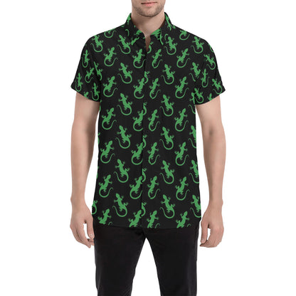 lizard Print Design LKS401 Men Short Sleeve Button Up Shirt