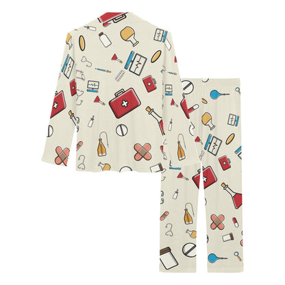 Nurse Pattern Print Design A04 Women's Long Pajama Set