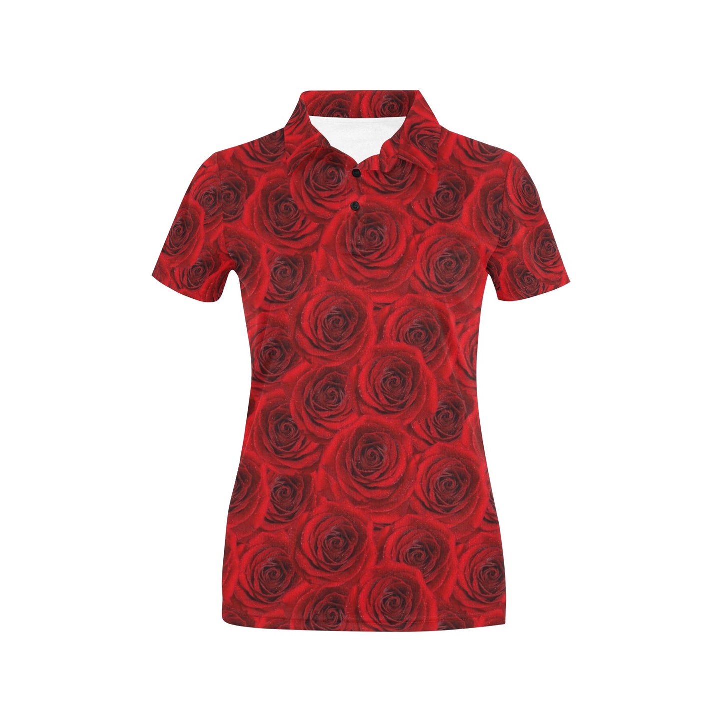 Rose Red Pattern Print Design RO04 Women's Polo Shirt