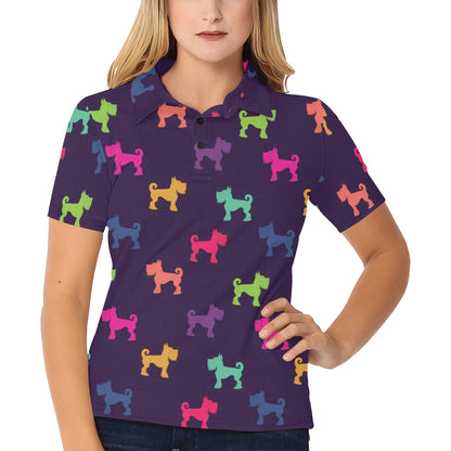 Schnauzers Pattern Print Design A05 Women's Polo Shirt