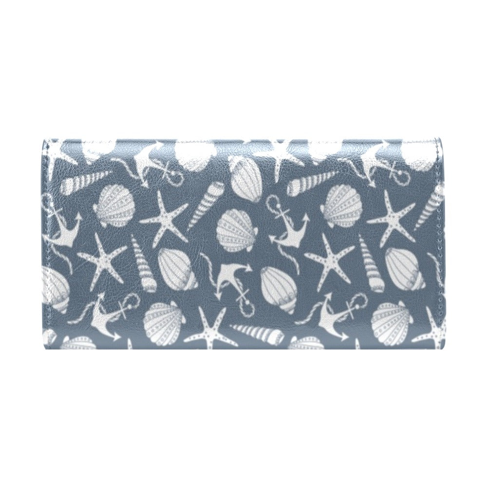 Seashell Print Design LKS306 Women's Trifold Wallet